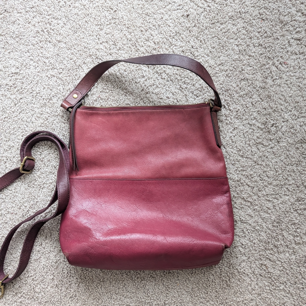 Fossil dark Pink Leather Shoulder Bag - Picture 2 of 14